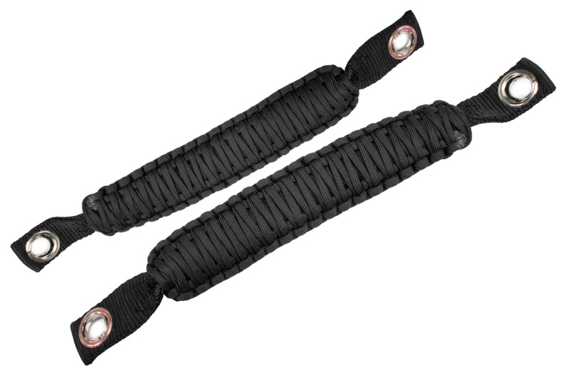 Jeep Rubicon Grab Handles - Front A-pillar and Rear Sound Bar - Fishbone Offroad - Paracord - Black - `07-`18